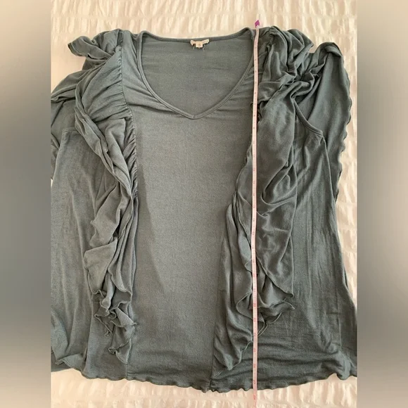 POL V-Neck Ruffle Top in Teal - Picture 10 of 16